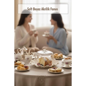 Beyaz Akrilik Delikli Fanus Sunum ve Saklama Kabı - 2 Parça