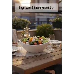 Beyaz Akrilik Salata Kasesi & Servis Kasesi 3 Lt