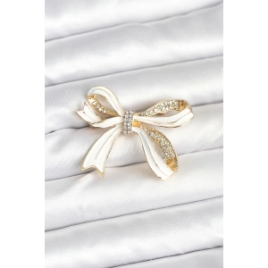 Beyaz Renk Fiyonk Model Broş