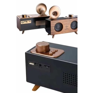Bluetooth Nostalji Speaker Radyo Gramofon Ahşap Renk Vintage