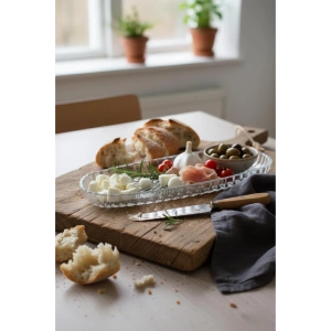 Cam Balık Sırtı Baton Sunum Tabağı 28 cm