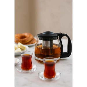 Cam Demlik 1250 ml Siyah Kapaklı
