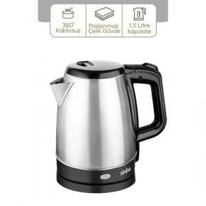 ÇELİK KETTLE 1.7LT GİZLİ REZİSTANS - KABLOSUZ SK-8015 (5468)