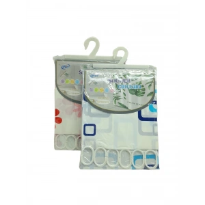 ÇİF KANAT PVC BANYO PERDESİ 2  PARÇA  X 90X180CM - 12 HALKALI (5468)