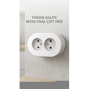 Çift Girişli Beyaz Sıva Üstü Modern Duvar Prizi