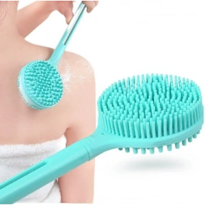 Çift Taraflı Silikon Uzun Saplı  Banyo Fırçası CM-331 (5468)