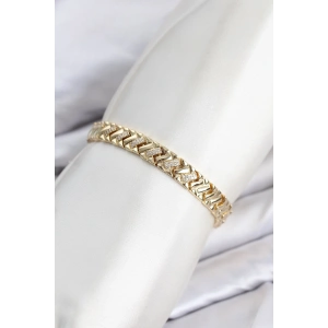 CM Geometrik Model Zirkon Taşlı VIP Seri Gold Renk Pirinç Kadın Bileklik