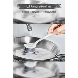 Çok Amaçlı Silikon Bulaşık Yıkama & Lavabo Temizleme & Mutfak Tezgahı Temizleme Fırçası