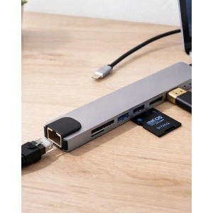 Çok Fonksiyonlu Type C Hub USB HDMI Ethernet Kart Okuyucu