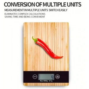 Crown Dijital Hassas Mutfak Tartısı - Terazisi-Hassas Ölçüm 5kg Bambu Görünümlü (5468)