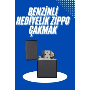 Doldurulabilir Siyah Benzinli Çakmak Metalik