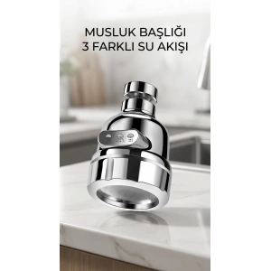 Döner Krom 3 Fonksiyonlu Su Tasarruflu Mutfak Lavabo Aparatı