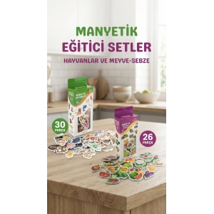 Eğitici Manyetik Hayvan ve Sebze Meyve Seti 56 Parça Magnet