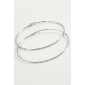 Ezme Çizgili Metal Halka Küpe 8-9-10 cm