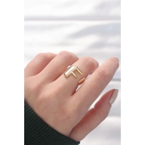 F Harfli Altın Renk Ayarlanabilir Yüzük