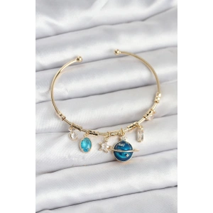 Gezegen Charmlı Gold Renk Pirinç Kadın Bileklik