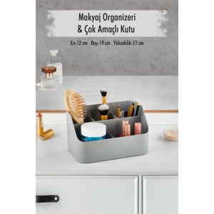 Gri Makyaj Kutusu & Kozmetik Organizeri & Çok Amaçlı Kutu