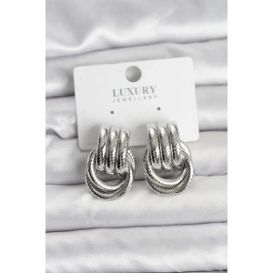 Gümüş Renk Halka Modelli Pirinç Kadın Küpe