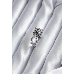 Gümüş Renk Kaplan Model Zirkon Taş Detay VİP Kadın Yüzük