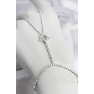 Gümüş Renk Pirinç Zirkon Taşlı Yıldız Model Şahmeran