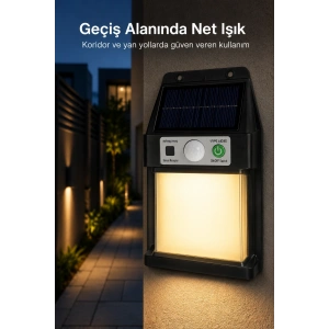 Güneş Enerjili Sensörlü Solar Aplik Dış Mekan Kapı Bahçe Teras Duvar Aydınlatma