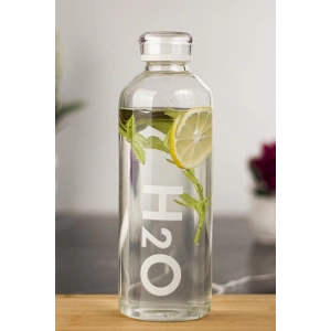 H2o Borosilikat Cam Matara Vakum Kapaklı Su Şişesi Suluk Beyaz 1000 ML