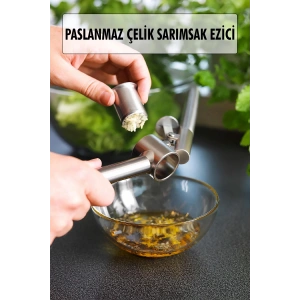 Hazneli Paslanmaz Metal Sarımsak ve Zencefil Ezici Doğrayıcı