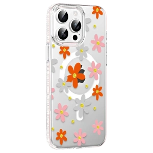 Joko Apple iPhone 14 Pro Max Floral Magsafe Kapak - Turuncu