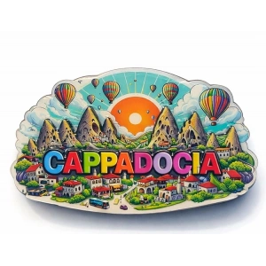 Kapadokya Temalı Ahşap Buzdolabı Magneti Model 5