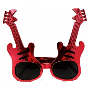 Kırmızı Renk Rockn Roll Gitar Şekilli Parti Gözlüğü 15x15 Cm