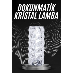 Kristal Lamba Masa Lambası Şarjlı Masa Lambası Dokunmatik Sensör Usb Şarjlı