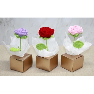 Kutulu Tekli El Örgüsü Gül Kutulu