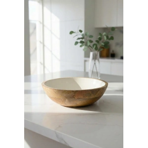 Mango Agacı Sunum Servis Kasesi & Dekoratif Kase 25 Cm Krem