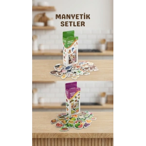 Manyetik Mıknatıslı Eğitici Oyuncak Set 30 Hayvan Parça 26 Sebze Meyve Magnet