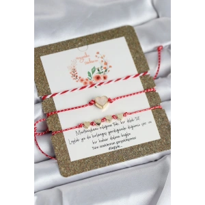 Marteniçka Bileklik 3lü Beyaz Mineli Kalp Model