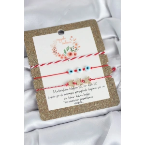 Marteniçka Bileklik 3lü Kelebek ve Nazar Boncuklu Model
