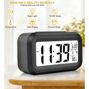 Masaüstü Saat Takvim Termometre Beyaz Siyah (5468)