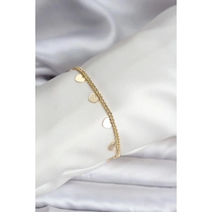 Mey İthalat® 14K Gold Renk Kaplama Kalpli Model CM Kadın Bileklik