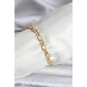 Mey İthalat® 14K Gold Renk Kaplama Lazerli Zincir Model CM Kadın Bileklik