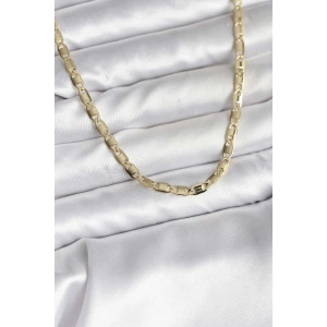 Mey İthalat® 14K Gold Renk Kaplama Plaka Ezme Model Zincirli CM Kadın Kolye