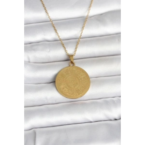 Mey İthalat® 316L Çelik Gold Renk Ayetel Kürsi Yazılı Kolye