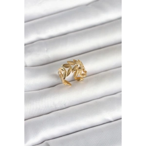 Mey İthalat® 316L Çelik Gold Renk Başak Figür Kadın Yüzük