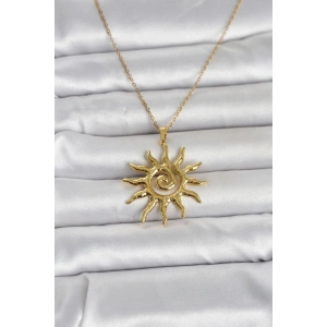 Mey İthalat® 316L Çelik Gold Renk Bohem Güneş Model Kadın Kolye