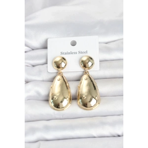 Mey İthalat® 316L Çelik Gold Renk Damla Model Kadın Küpe