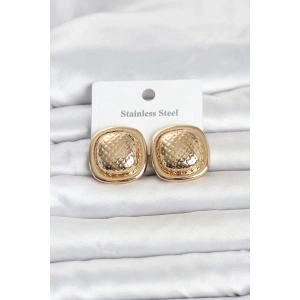 Mey İthalat® 316L Çelik Gold Renk Düğme Model Kadın Küpe