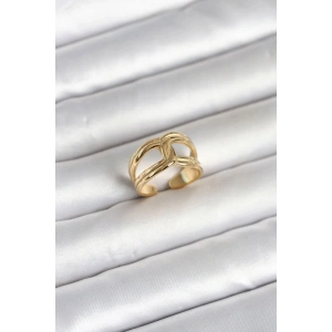 Mey İthalat® 316L Çelik Gold Renk Düğüm Model Kadın Yüzük