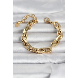 Mey İthalat® 316L Çelik Gold Renk Kalın Zincirli Kadın Bileklik