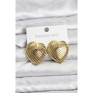 Mey İthalat® 316L Çelik Gold Renk Kalp Model Kadın Küpe