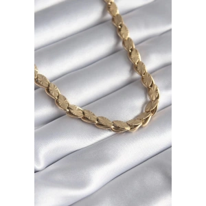 Mey İthalat® 316L Çelik Gold Renk Lazer Kesim Arpa Zincir Model Kadın Kolye