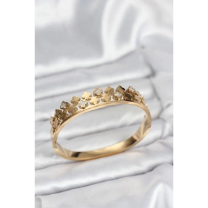 Mey İthalat® 316L Çelik Gold Renk Minimal Yoncalı Kadın Kelepçe Bileklik